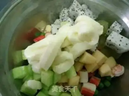Make Vegetable fruit seafood salad step 9