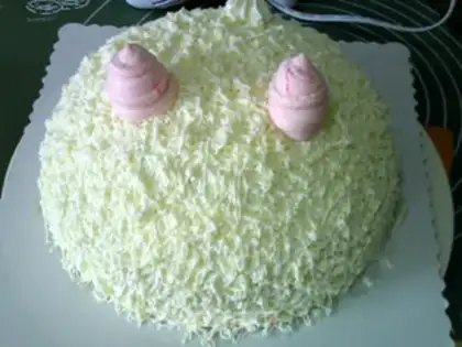 Make A flower cake: a snow rabbit step 15