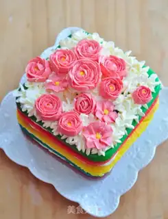 Make A bouquet of rainbow cake step 12