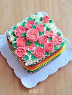Make A bouquet of rainbow cake step 13