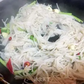 Make Cleaning up the golden needle mushrooms step 5