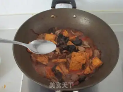 Make Tofu mushroom fried meat step 8