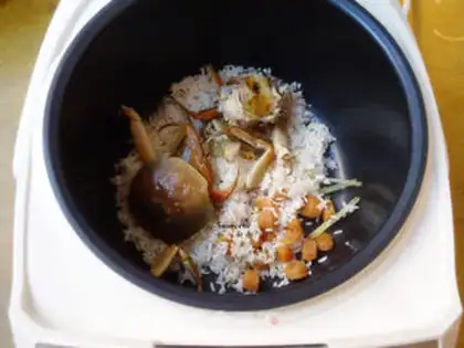 Make Sweet crab congee step 3