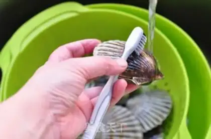 Make A garlic fan scallop step 1