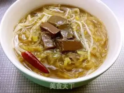 Make Sour duck blood powder soup step 10
