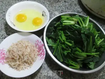 Make Shrimp eggs, spinach step 0