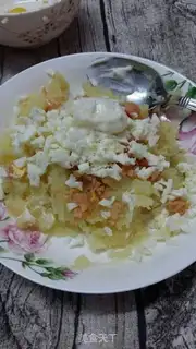 Make Potato sausage egg salad step 1