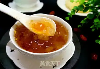 Make Peach soap horn, silver ear soup step 11