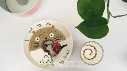Make Dragon cat black sesame ricin cake step 13