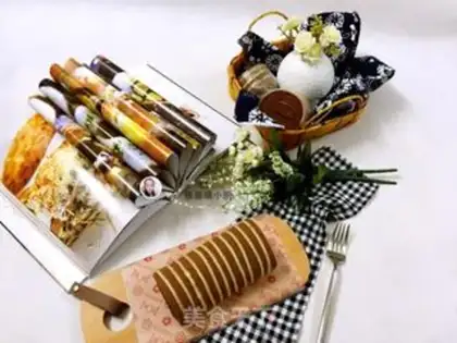 Make Zebra line cake roll step 18