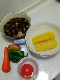 Make Mushroom corn ham rice step 0