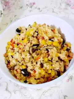 Make Mushroom corn ham rice step 3