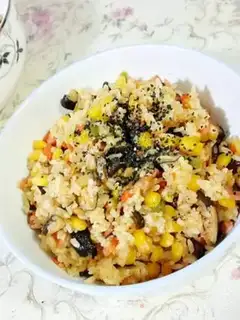 Make Mushroom corn ham rice step 4