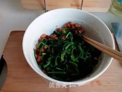 Make Spinach with peanut rice step 3