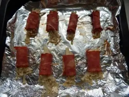 Make Bacon pins and mushrooms step 8