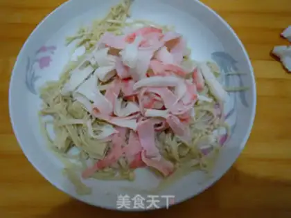 Make Crab sticks with golden needle mushrooms step 5