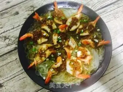 Make Garlic fans steam shrimp step 12
