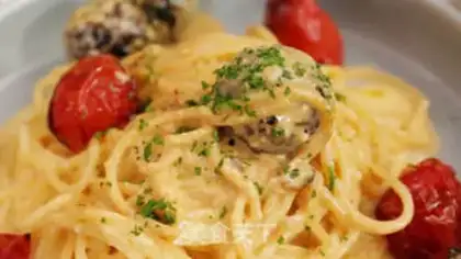 Make Meatballs with creamed egg pasta step 9