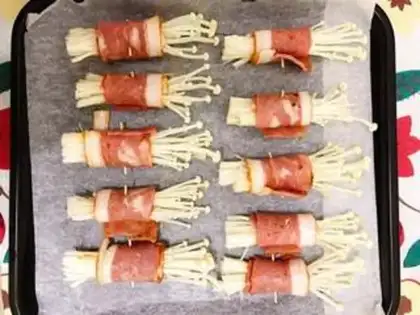 Make Bacon pins and mushrooms step 9