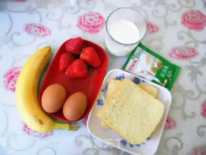 Make Strawberry banana toast pudding step 0