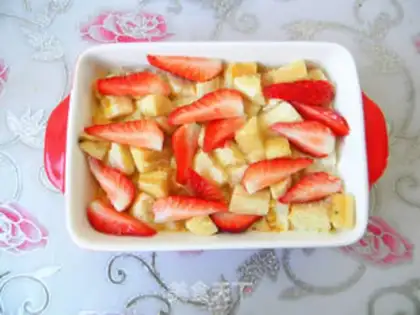 Make Strawberry banana toast pudding step 7