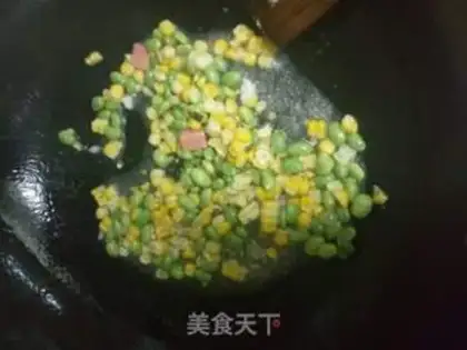 Make Corn green bean ham fried rice step 1