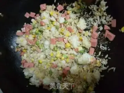 Make Corn green bean ham fried rice step 2