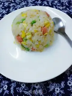 Make Corn green bean ham fried rice step 3