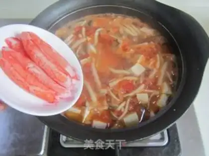 Make Crab mushroom tofu tomato soup step 7