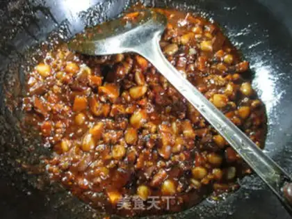 Make Meat and peanut rice mushroom sauce step 9