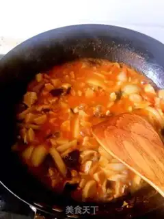Make Spaghetti mushroom ham step 7