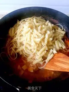 Make Spaghetti mushroom ham step 8