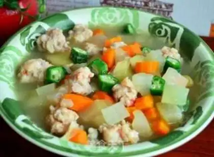Make Vegetable soup and shrimp meatballs step 3