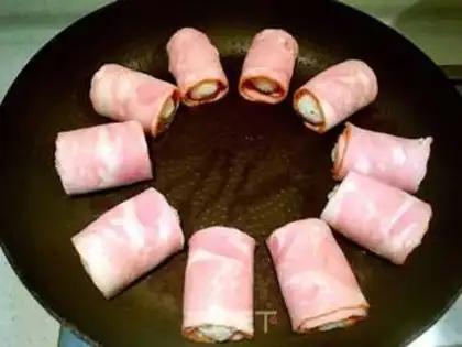 Make Rice bacon rolls step 3