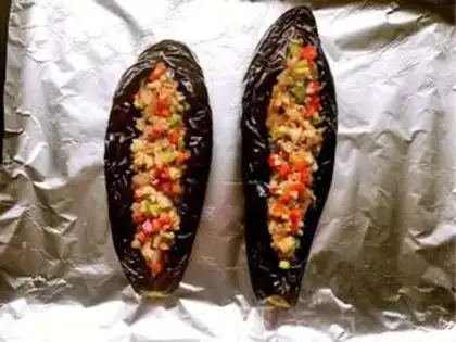Make Pine and garlic roasted eggplant step 7