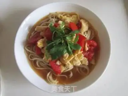 Make mustard tomato egg noodles step 11