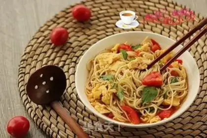 Make mustard tomato egg noodles step 12