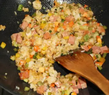 Make Soy curry ham rice step 10