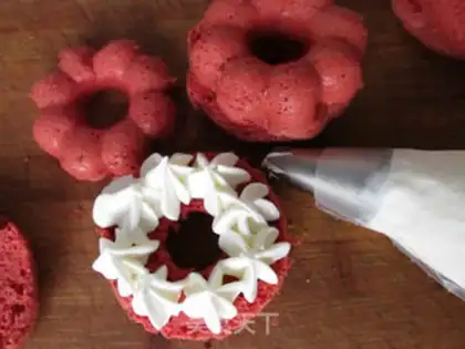 Make Red velvet donut cake step 14