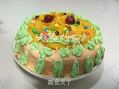 Make Sun-color cream cake step 18