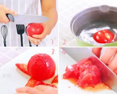 Make Tomato hands on noodles step 0
