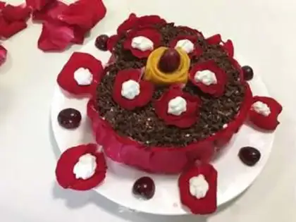 Make A rose black forest cake step 22