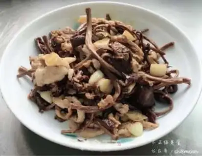 Make Tea mushroom fried meat step 9