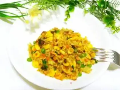 Make Curry, curry, egg and rice step 6