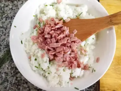 Make Ham onion pancakes step 7
