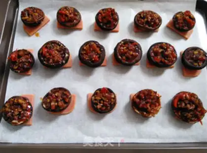Make Ham sausage roasted mushrooms step 7