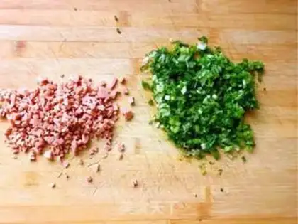 Make Onions of ham hair cakes step 1