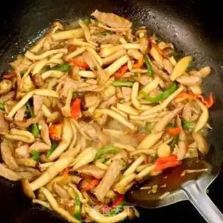 Make Crab mushrooms and fried meat step 9