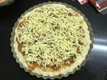 Make Shrimp garden pizza step 7