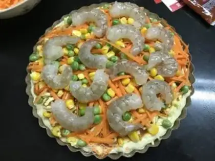 Make Shrimp garden pizza step 9